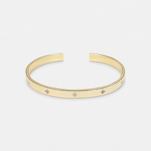North Star Open Cuff Bangle Bracelet - Gold