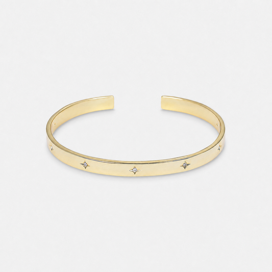 North Star Open Cuff Bangle Bracelet - Gold