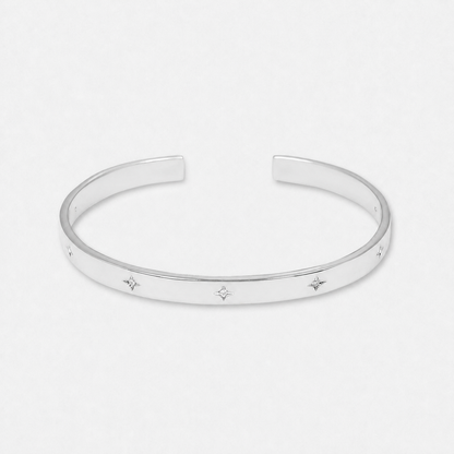 North Star Open Cuff Bangle Bracelet - Silver
