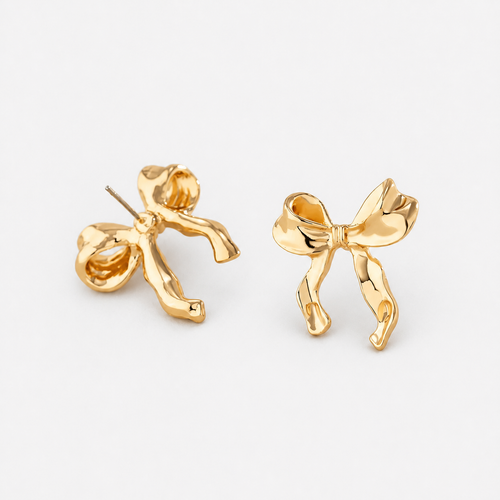 Ribbon Bow Earrings — Gold — Vessaly