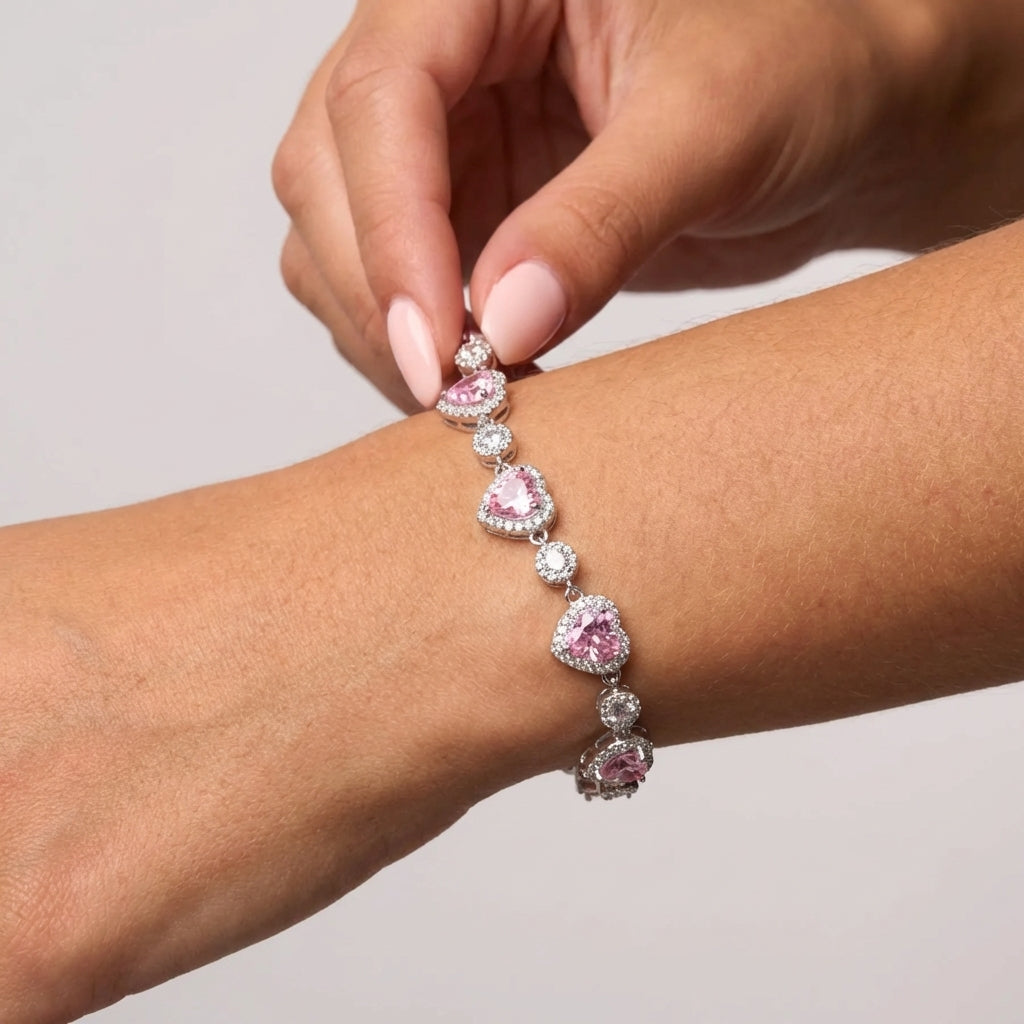 Silver heart tennis bracelet variant – Vessaly