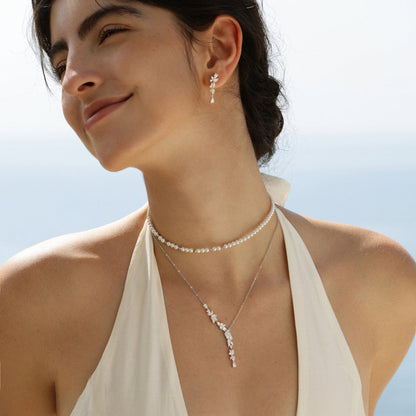 Y necklace with wisteria floral drop pendant – Vessaly