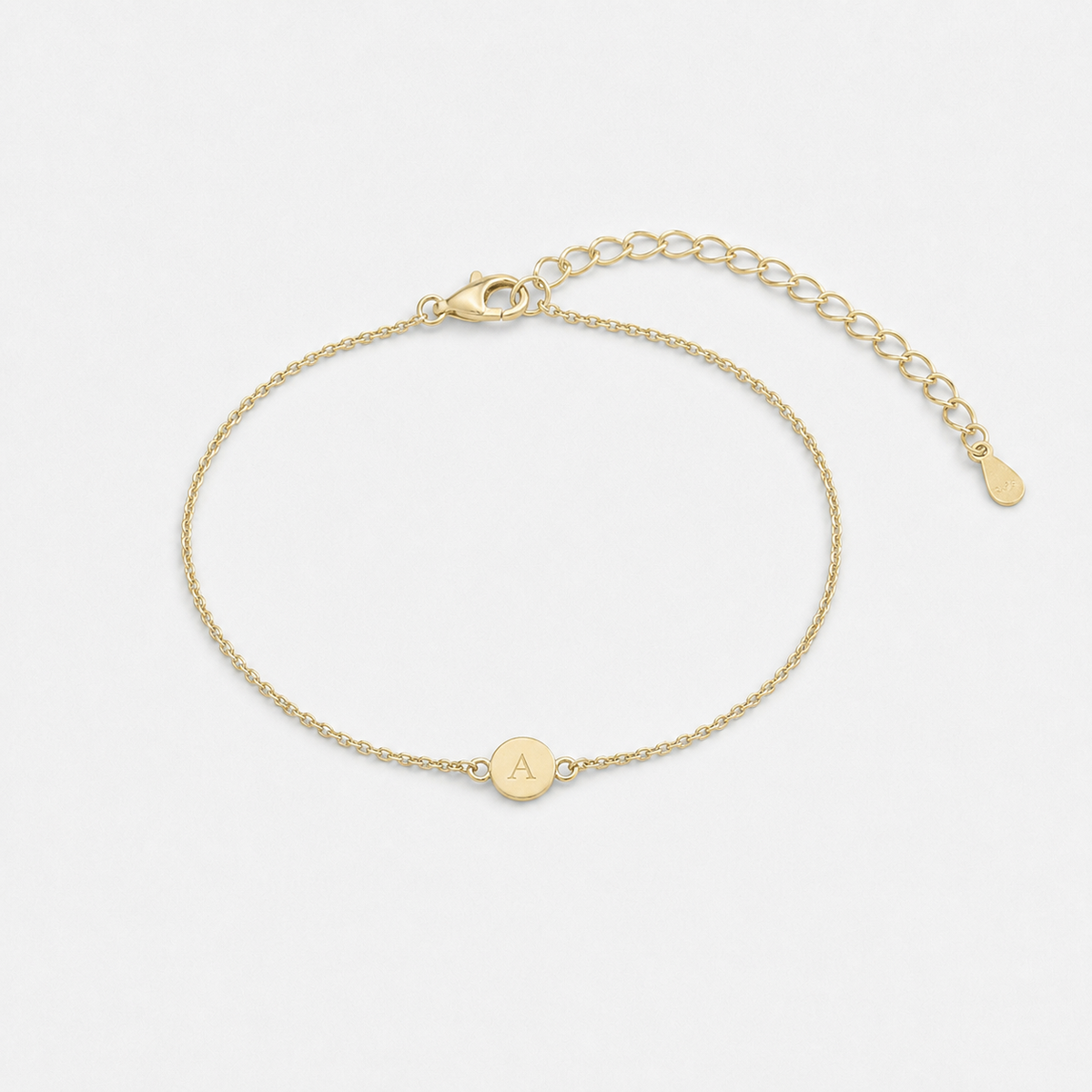 Initial Letter Dot Bracelet - 18k Gold Vermeil / A