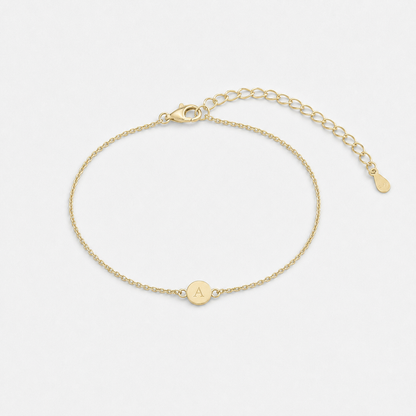 Initial Letter Dot Bracelet - 18k Gold Vermeil / A