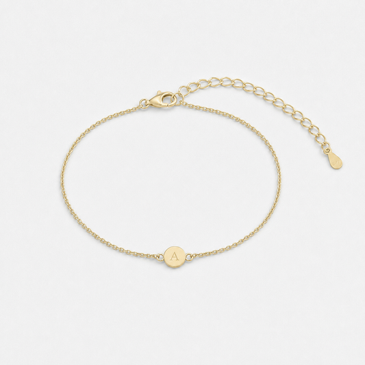 Initial Letter Dot Bracelet - 18k Gold Vermeil / A
