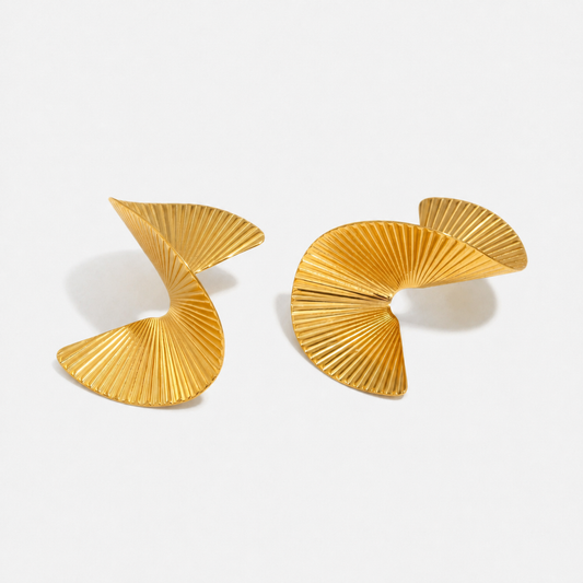 Spira Solis Gold Sculptural Drop Earrings — Gold — Vessaly