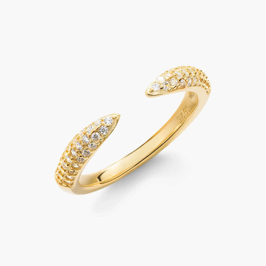 Ravyena 18K Gold-Plated Crystal Claw Ring — claw-set cubic zirconia stacking ring