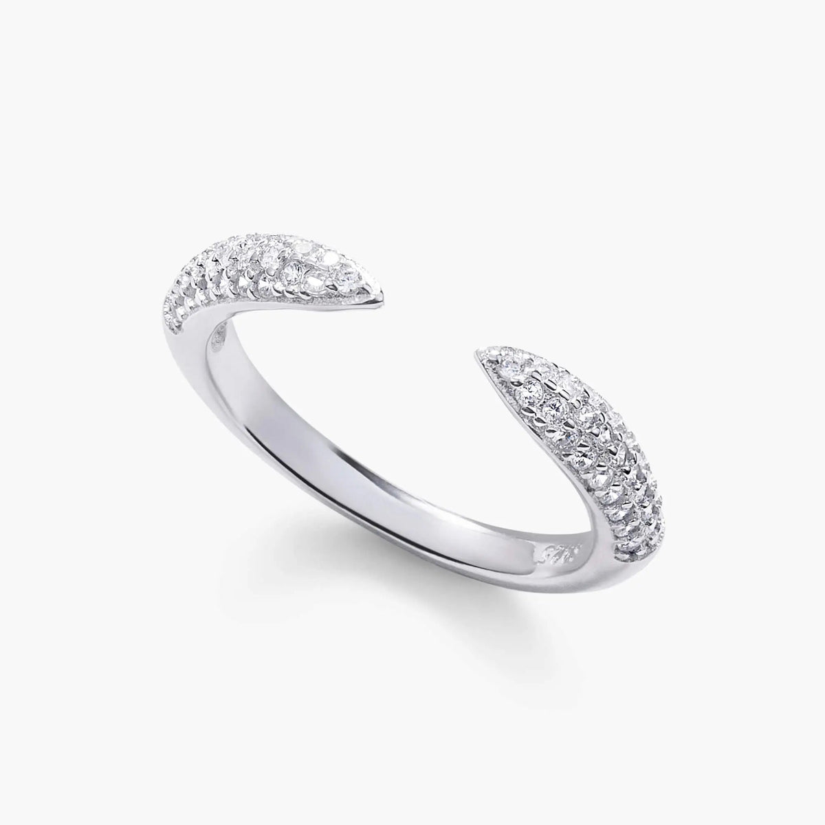 Vessaly 18K Platinum-Plated Crystal Claw Ring — tarnish-free stacking ring