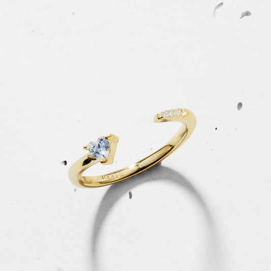 Ravyena 18K Gold-Plated Dainty Heart Open Ring — 925 sterling silver crystal ring