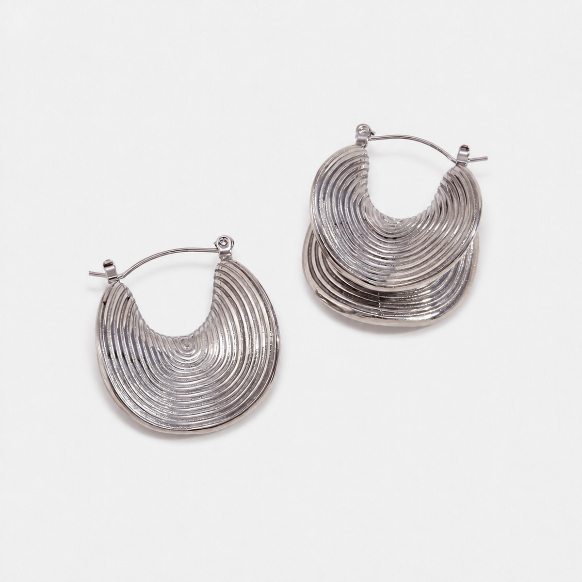 Spiral Flow Sculptural Drop Earrings — Silver — Vessaly