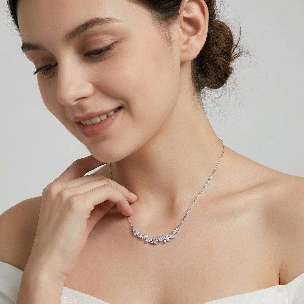 Close-up of wisteria floral pendant detail – Vessaly