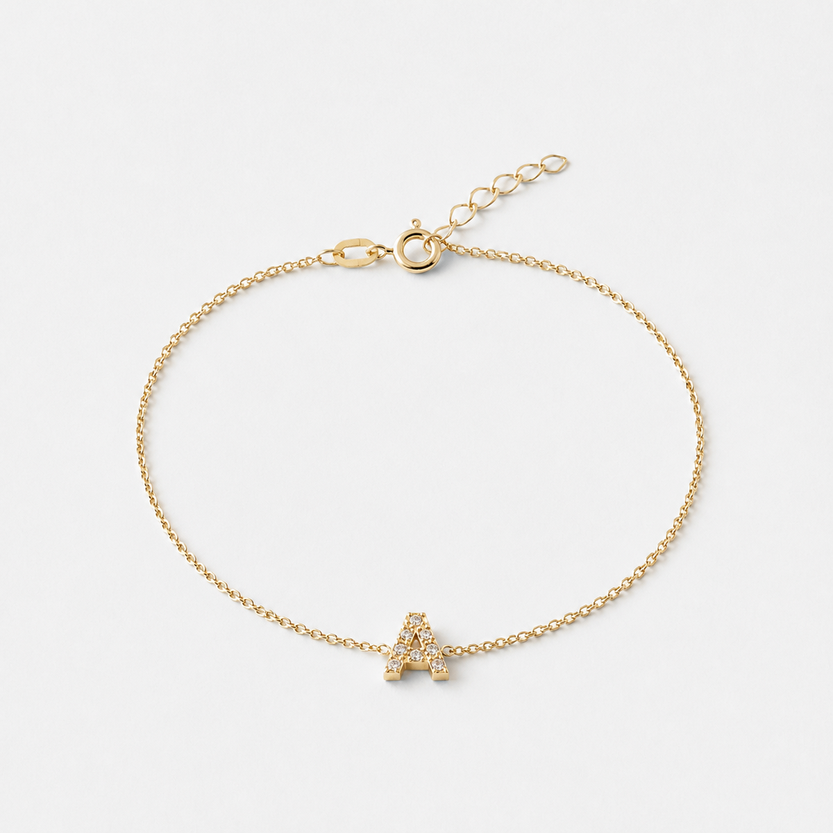 Sapphire Initial Letter Bracelet - 18k Gold Vermeil / A