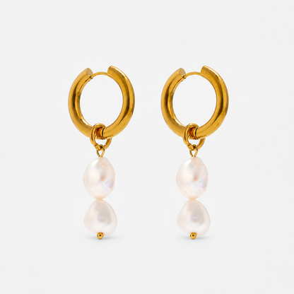 Tears of the Sea Freshwater Pearl Drop Earrings — Gold — Vessaly