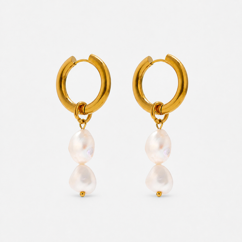 Tears of the Sea Freshwater Pearl Drop Earrings — Gold — Vessaly