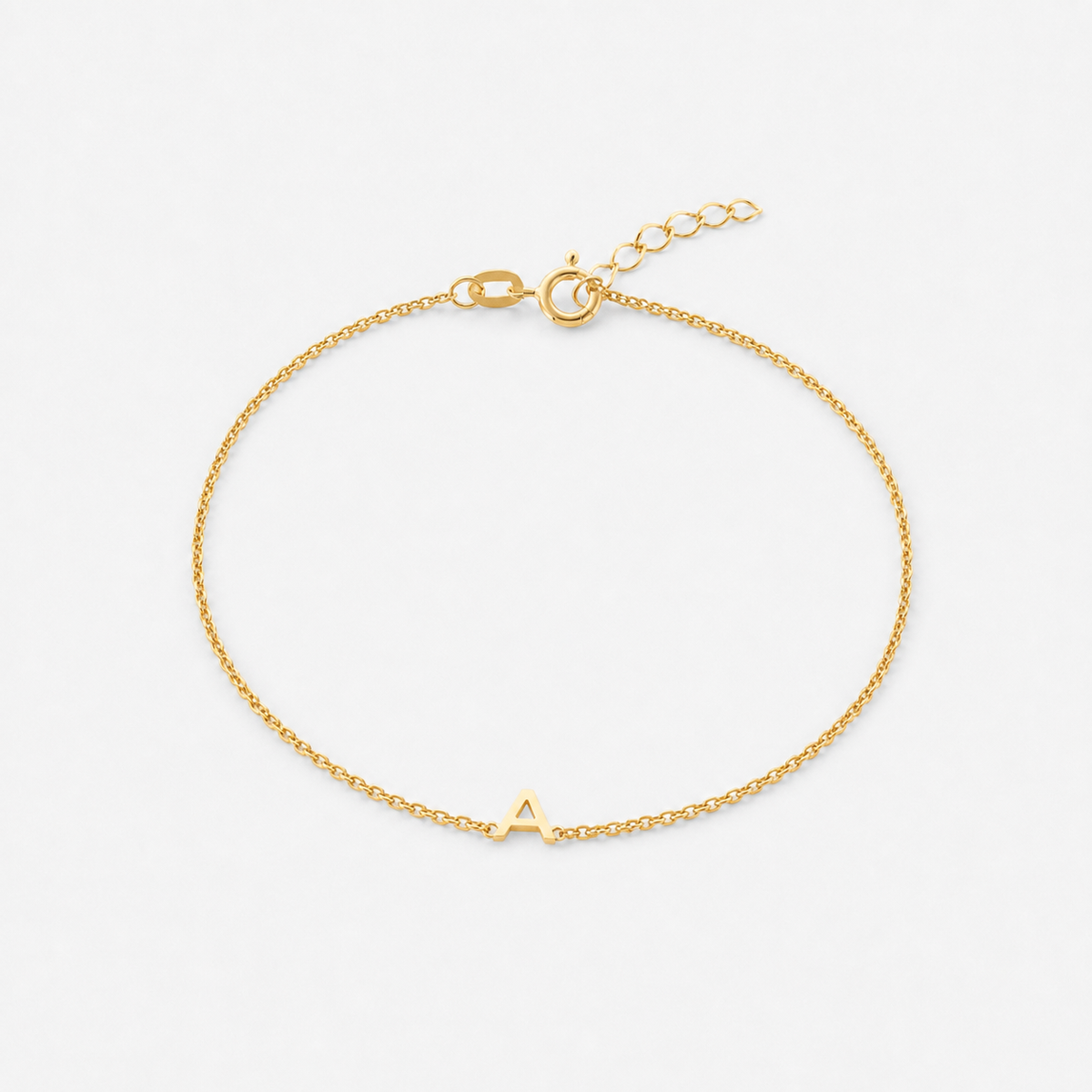 Sideways Initial Letter Bracelet - 18k Gold Vermeil / A