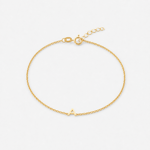 Sideways Initial Letter Bracelet - 18k Gold Vermeil / A