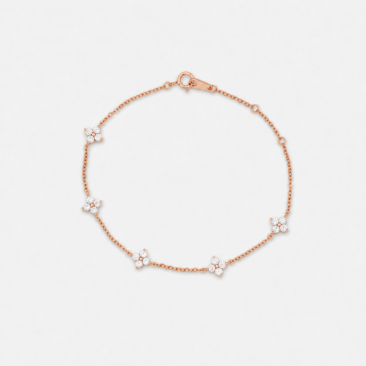 Clover Station Chain Bracelet - 18k Rose Gold Vermeil