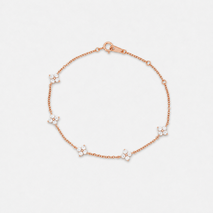 Clover Station Chain Bracelet - 18k Rose Gold Vermeil