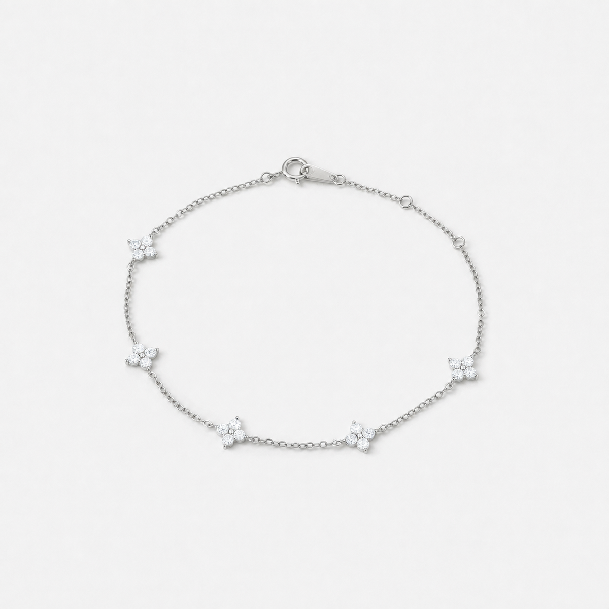 Clover Station Chain Bracelet - Sterling Silver
