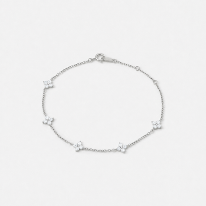 Clover Station Chain Bracelet - Sterling Silver