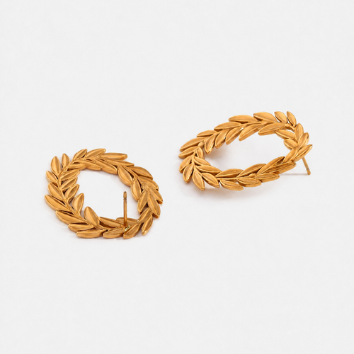 Laureled Empress 18K Gold-Plated Statement Earrings — Gold — Vessaly