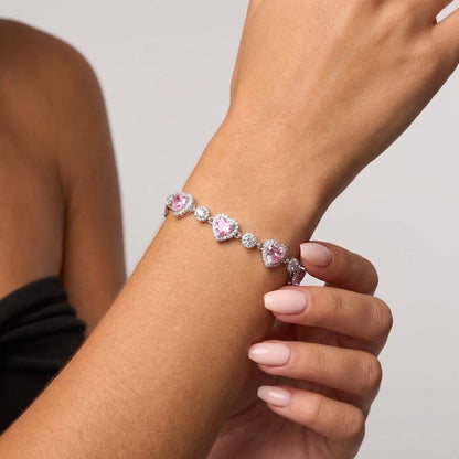 Heart tennis bracelet with adjustable extension – Vessaly