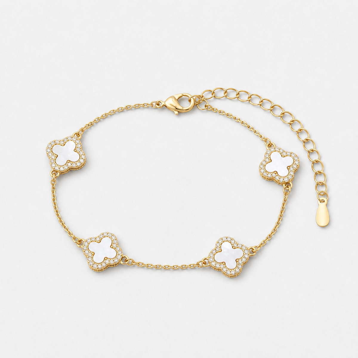Mother of Pearl Sapphire Clover Bracelet - 18k Gold Vermeil