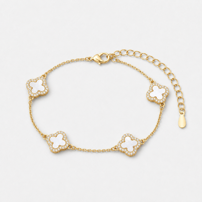 Mother of Pearl Sapphire Clover Bracelet - 18k Gold Vermeil