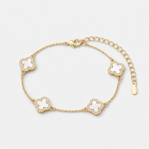 Mother of Pearl Sapphire Clover Bracelet - 18k Gold Vermeil
