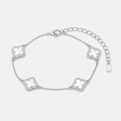 Mother of Pearl Sapphire Clover Bracelet - Sterling Silver