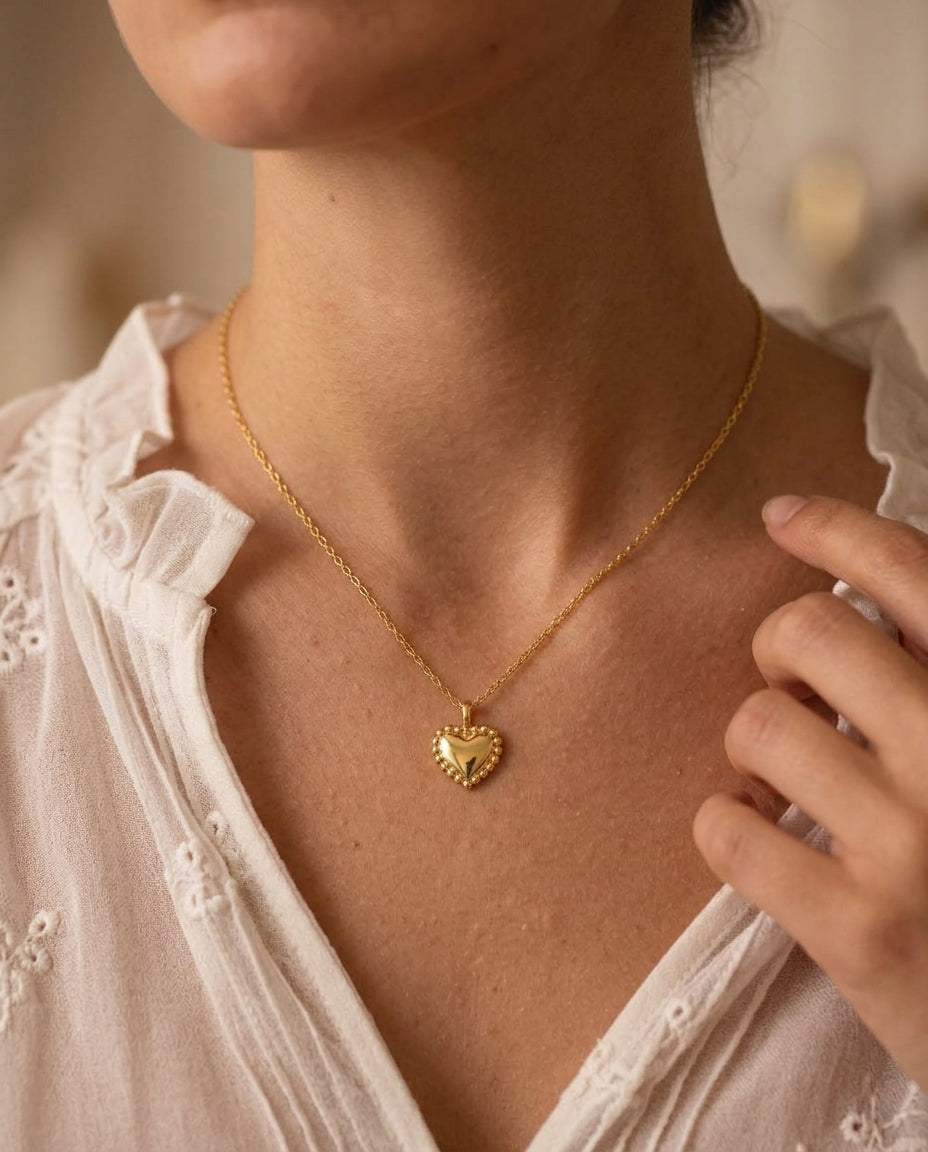 Dainty 18K Gold-Plated Heart Necklace