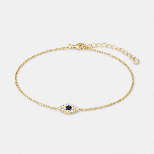 Pavé Evil Eye Chain Bracelet - 18k Gold Vermeil