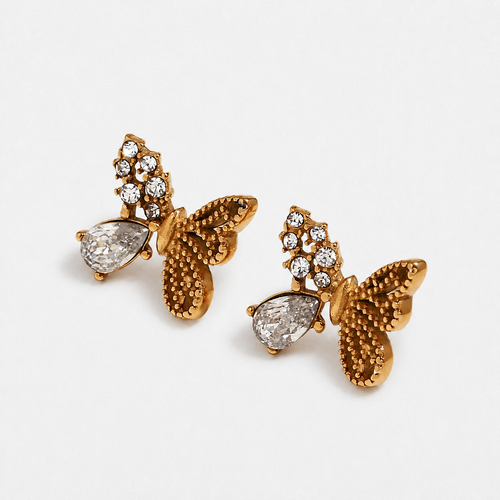 Wings of Grace Butterfly Stud Earrings — Gold — Vessaly