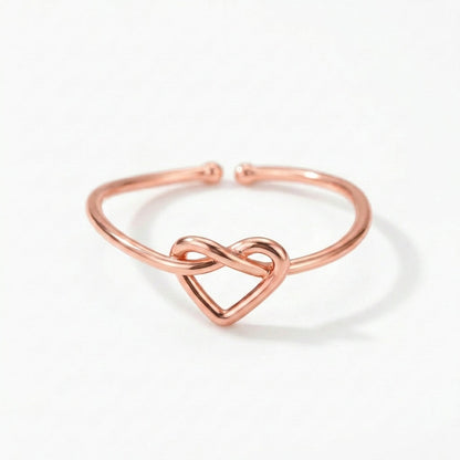 adjustable love knot ring in rose gold
