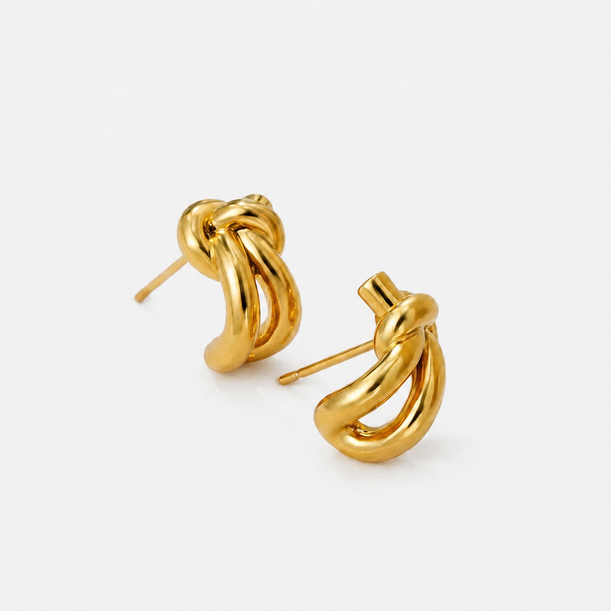 Knot Huggie Stud Earrings — Gold — Vessaly