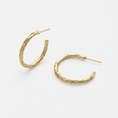 Medium 14K Gold-Plated Thin Hoop Earrings — Gold — Vessaly