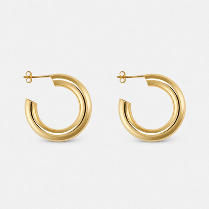 Chunky 14K Gold-Plated Statement Hoop Earrings — Gold — Vessaly