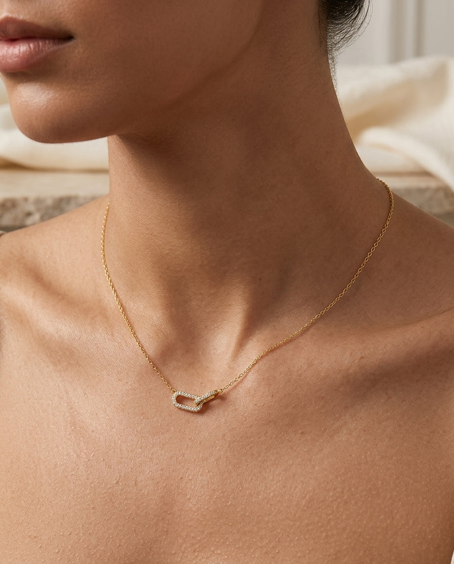 Silver geometric clavicle chain necklace – Vessaly