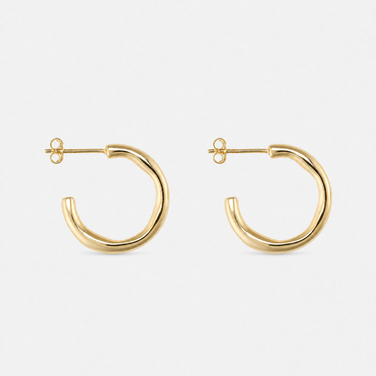 Dainty 14K Gold-Plated Minimalist Hoop Earrings — Gold — Vessaly