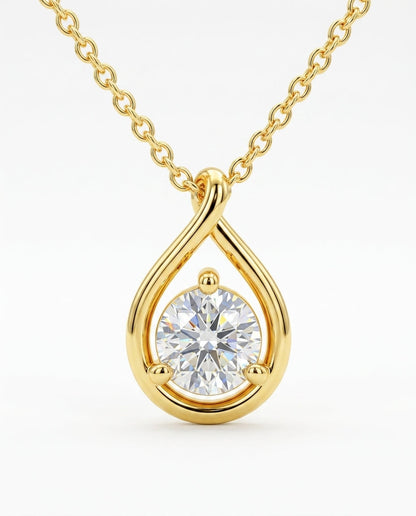14K Gold Pear-Cut Moissanite Solitaire Necklace