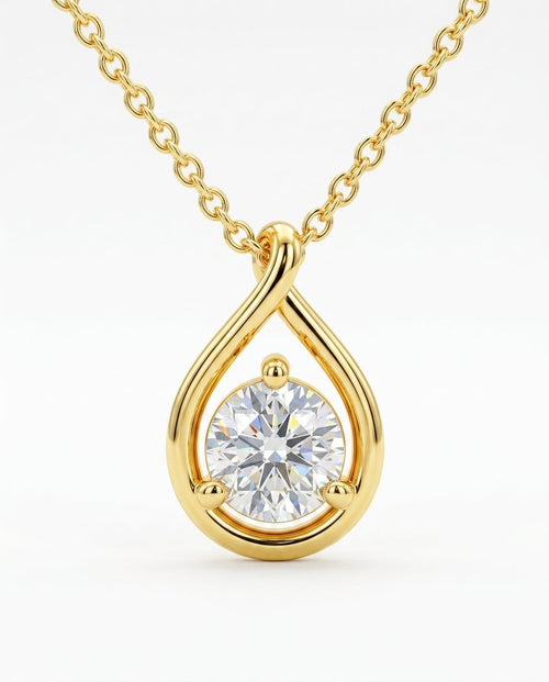 14K Gold Pear-Cut Moissanite Solitaire Necklace