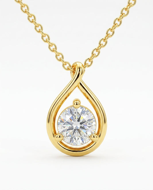 14K Gold Pear-Cut Moissanite Solitaire Necklace
