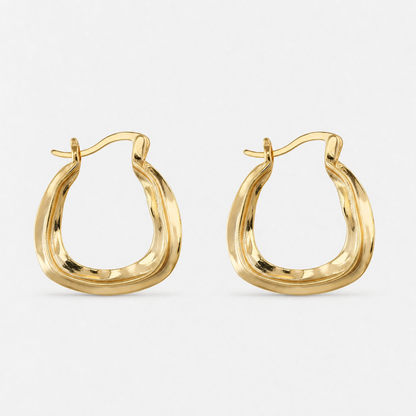 Chunky 14K Gold-Plated Oval Hoop Earrings — Gold — Vessaly