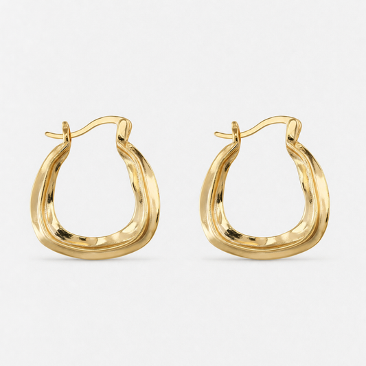Chunky 14K Gold-Plated Oval Hoop Earrings — Gold — Vessaly