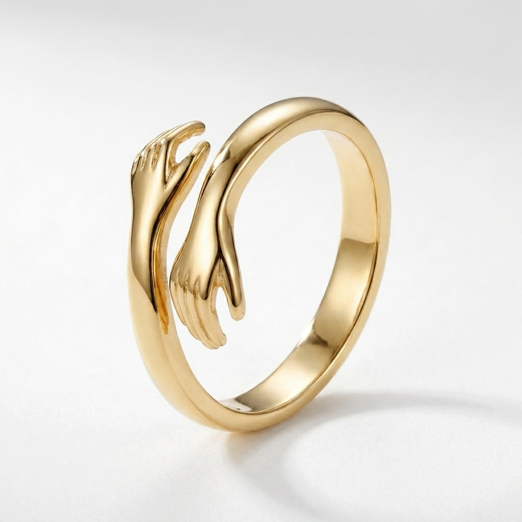 Gold hug ring, refined symbolic feminine jewelry
