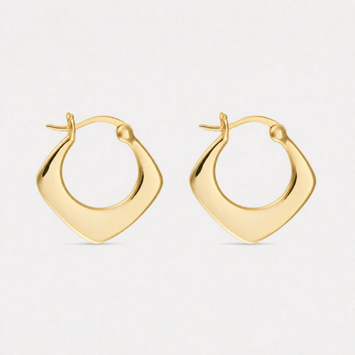 Small 18K Gold-Plated Geometric Hoop Earrings — Gold — Vessaly
