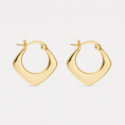 Small 18K Gold-Plated Geometric Hoop Earrings — Gold — Vessaly