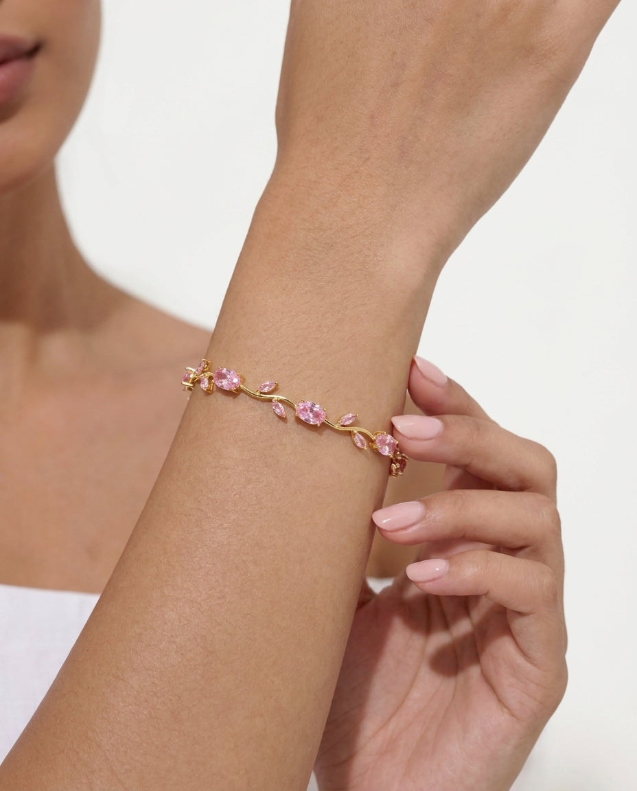 White floral chain bracelet – Vessaly