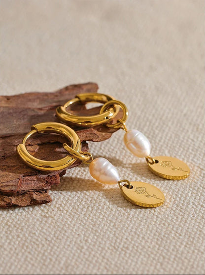 Silver freshwater pearl vine hoops – Vessaly