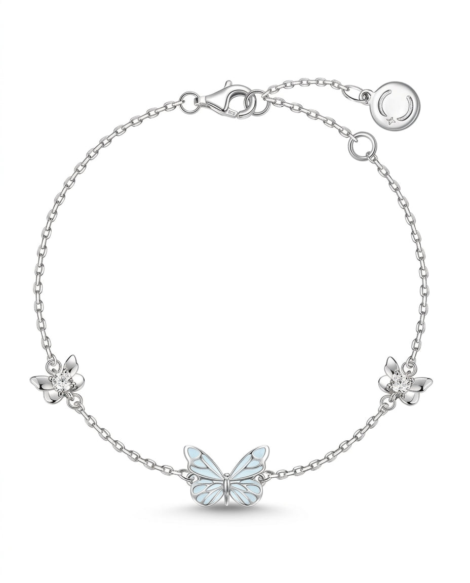Starlight Butterfly bracelet — glow-in-the-dark sterling silver butterfly charm